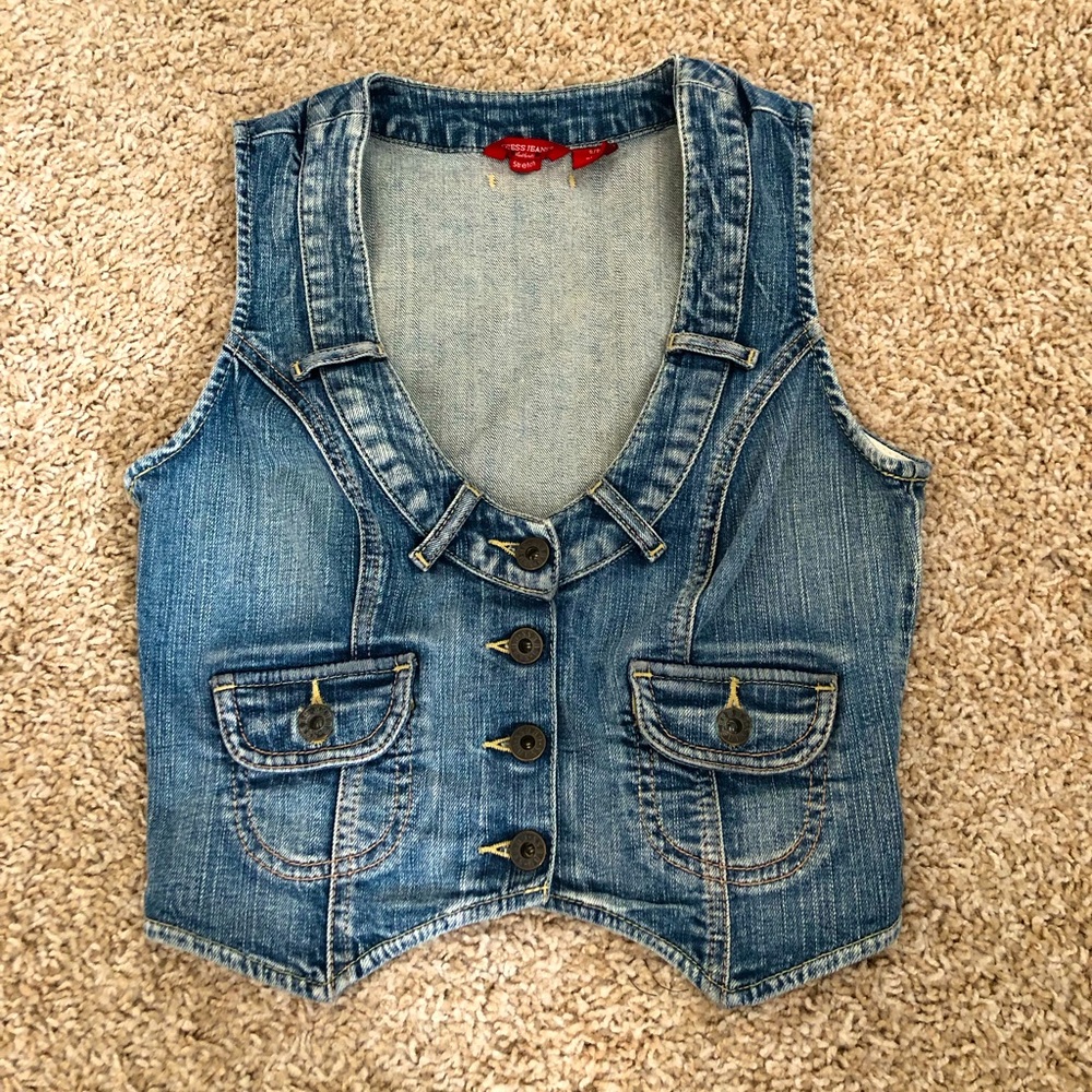GUESS Authentic Denim Crop Vest Small
